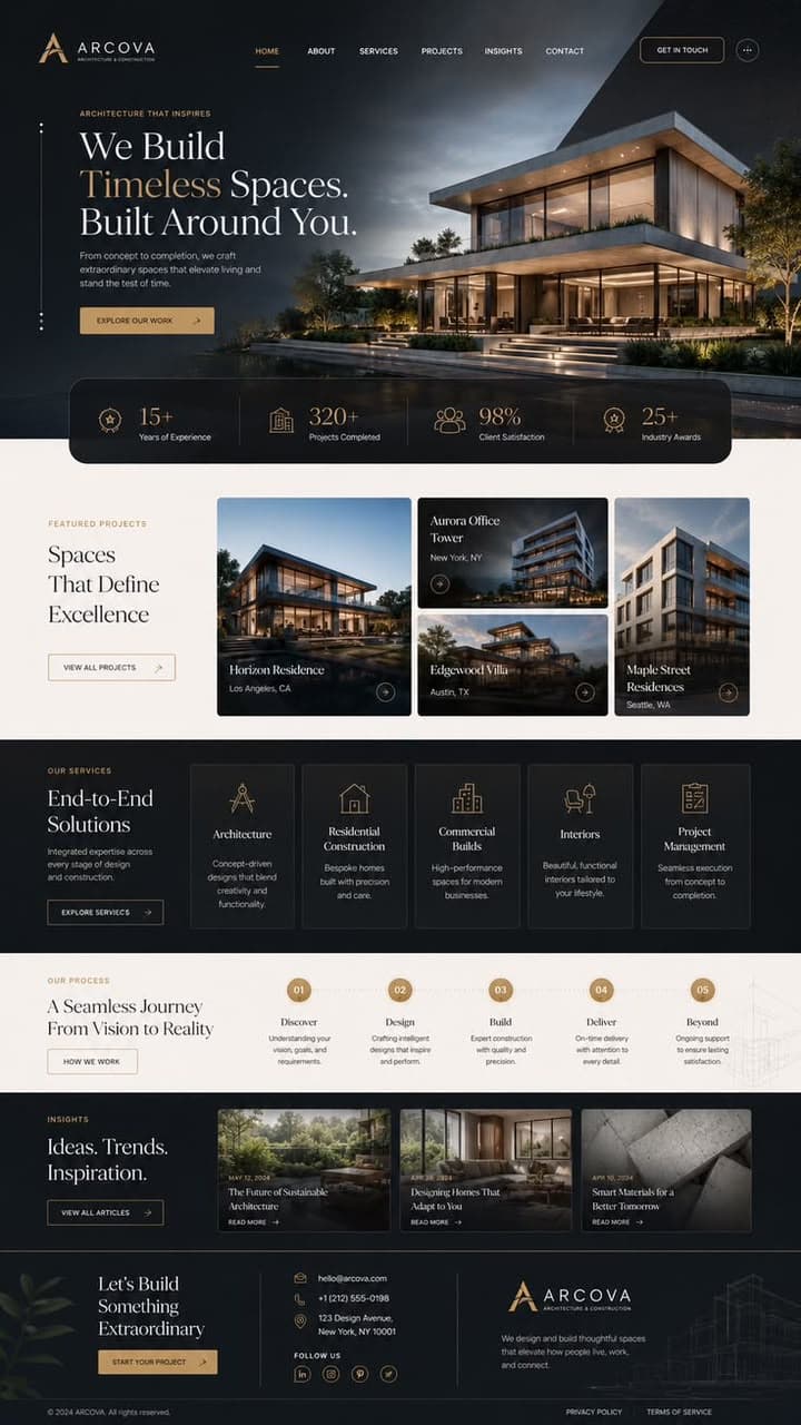 Arcova website preview