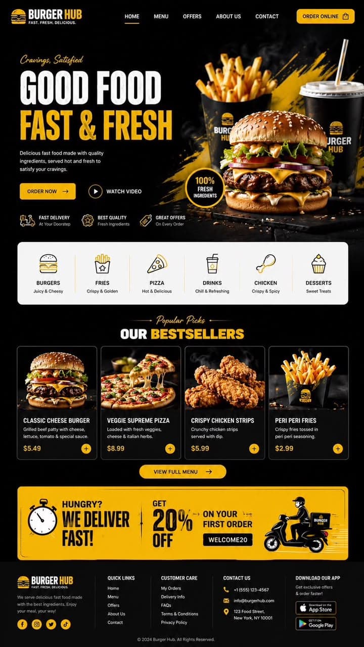 Burger Hub website preview